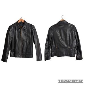 Vintage Jean Pierre Argentinian Black Leather Jacket sz38 approx US M Cafe Racer